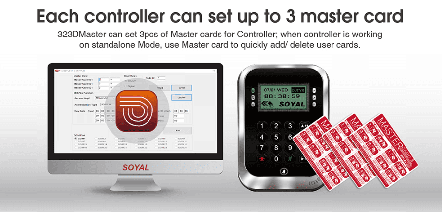 Each Controller can set up to 3 mater card - Soyal AR-837-ESRA