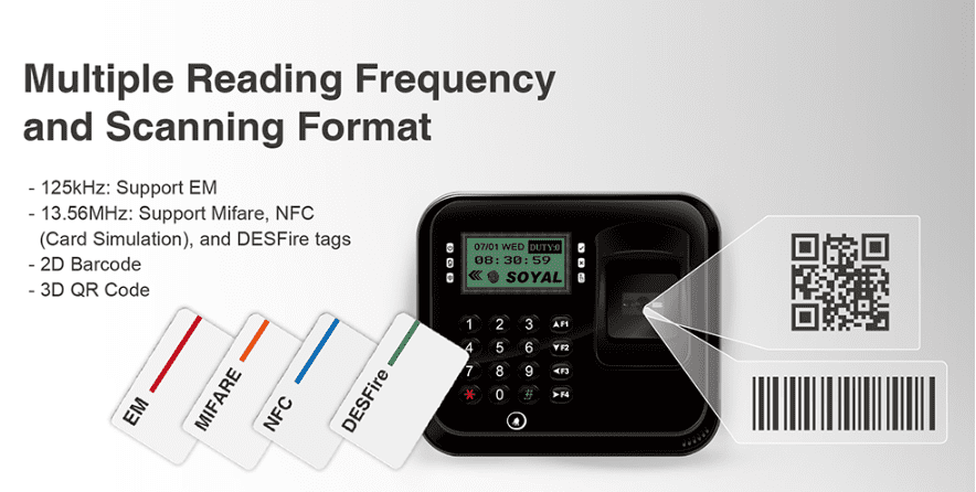 Multiple Reading Frequency and Scanning Format - Soyal Code Controller AR-837-EL