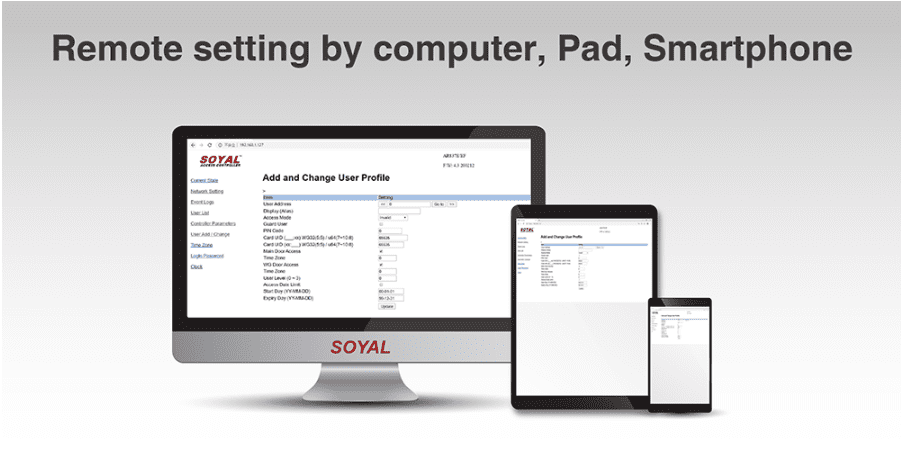 Remote setting by computer, pad - Soyal Biometric Access Controller AR-331-EF3DO