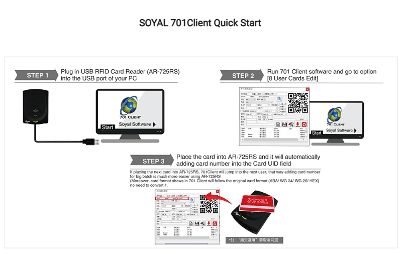 Soyal 701Client Quict Start - Soyal Dual Band Registration Reader - AR-725-R